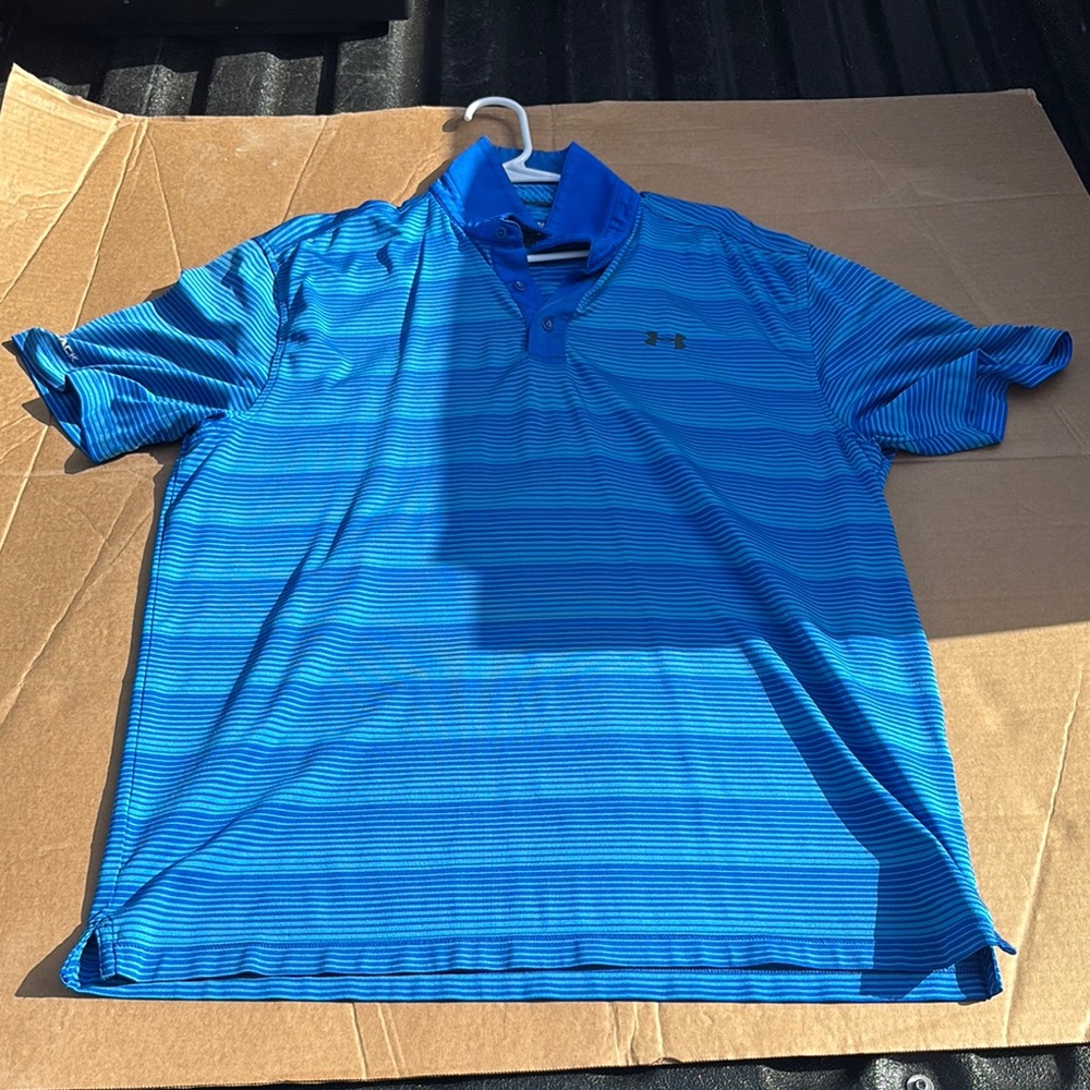 Under Armour Blue Polo Shirt with Subtle Stripes